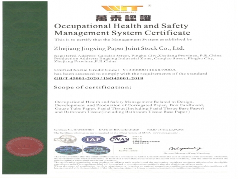 OHSAS18001職業(yè)健康安全管理體系認證證書英文